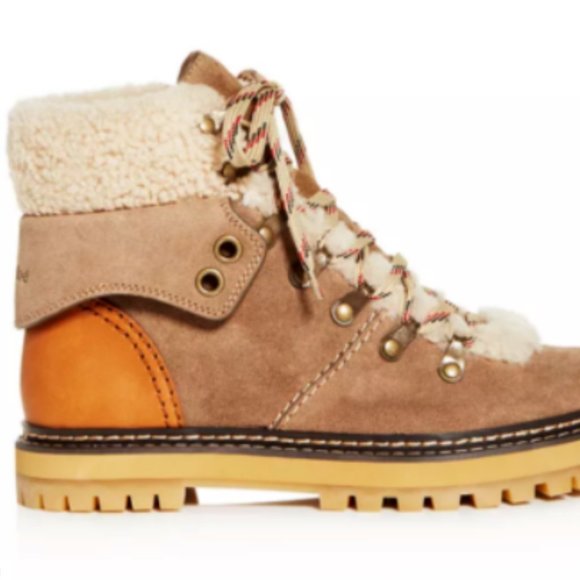 sz US 37, 38 see by chloé Eileen shearling hiker boots MSRP$495 CLEARANCE - Picture 11 of 13